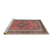 Sideview of Machine Washable Traditional Brown Red Rug, wshtr4375