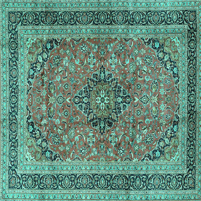 Square Persian Turquoise Traditional Rug, tr4375turq