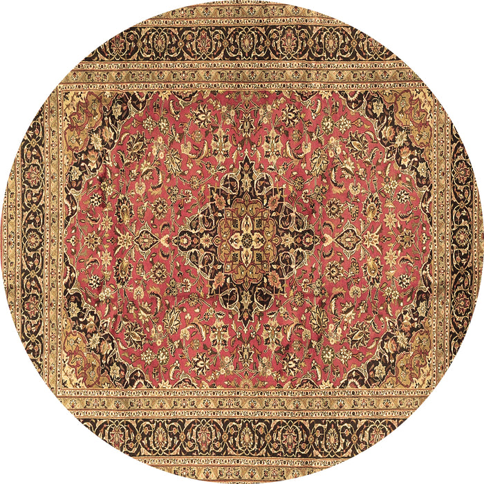Round Machine Washable Persian Brown Traditional Rug, wshtr4375brn