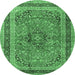 Round Persian Emerald Green Traditional Rug, tr4375emgrn