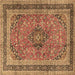 Square Persian Brown Traditional Rug, tr4375brn
