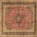 Square Machine Washable Persian Brown Traditional Rug, wshtr4375brn