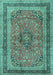 Machine Washable Persian Turquoise Traditional Area Rugs, wshtr4375turq