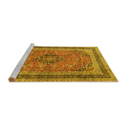 Sideview of Machine Washable Persian Yellow Traditional Rug, wshtr4375yw