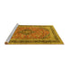 Sideview of Machine Washable Persian Yellow Traditional Rug, wshtr4375yw