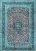 Machine Washable Persian Light Blue Traditional Rug, wshtr4375lblu