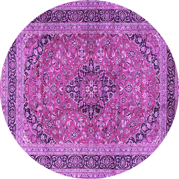 Round Machine Washable Persian Purple Traditional Area Rugs, wshtr4375pur