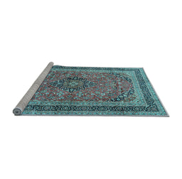 Sideview of Machine Washable Persian Light Blue Traditional Rug, wshtr4375lblu