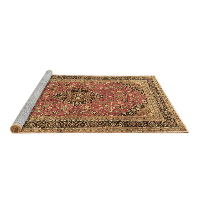 Sideview of Machine Washable Persian Brown Traditional Rug, wshtr4375brn