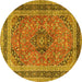 Round Persian Yellow Traditional Rug, tr4375yw