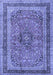 Machine Washable Persian Blue Traditional Rug, wshtr4375blu