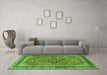 Machine Washable Persian Green Traditional Area Rugs in a Living Room,, wshtr4375grn