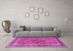 Machine Washable Persian Pink Traditional Rug in a Living Room, wshtr4375pnk