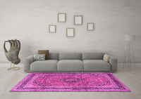 Machine Washable Persian Pink Traditional Rug, wshtr4375pnk