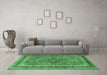 Machine Washable Persian Emerald Green Traditional Area Rugs in a Living Room,, wshtr4375emgrn