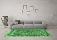 Machine Washable Persian Emerald Green Traditional Rug, wshtr4375emgrn