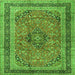 Round Machine Washable Persian Green Traditional Area Rugs, wshtr4375grn