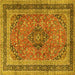 Square Machine Washable Persian Yellow Traditional Rug, wshtr4375yw