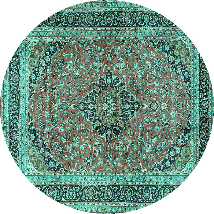 Round Persian Turquoise Traditional Rug, tr4375turq