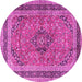 Round Machine Washable Persian Pink Traditional Rug, wshtr4375pnk