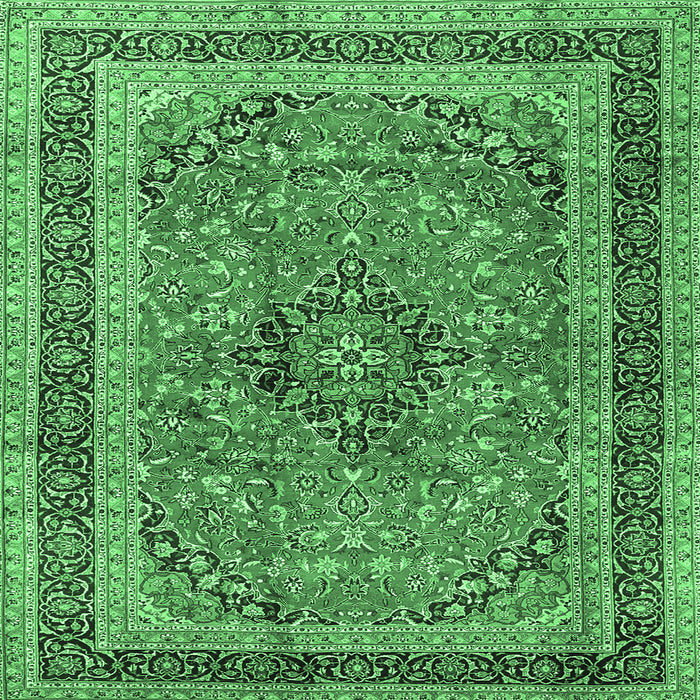 Square Persian Emerald Green Traditional Rug, tr4375emgrn