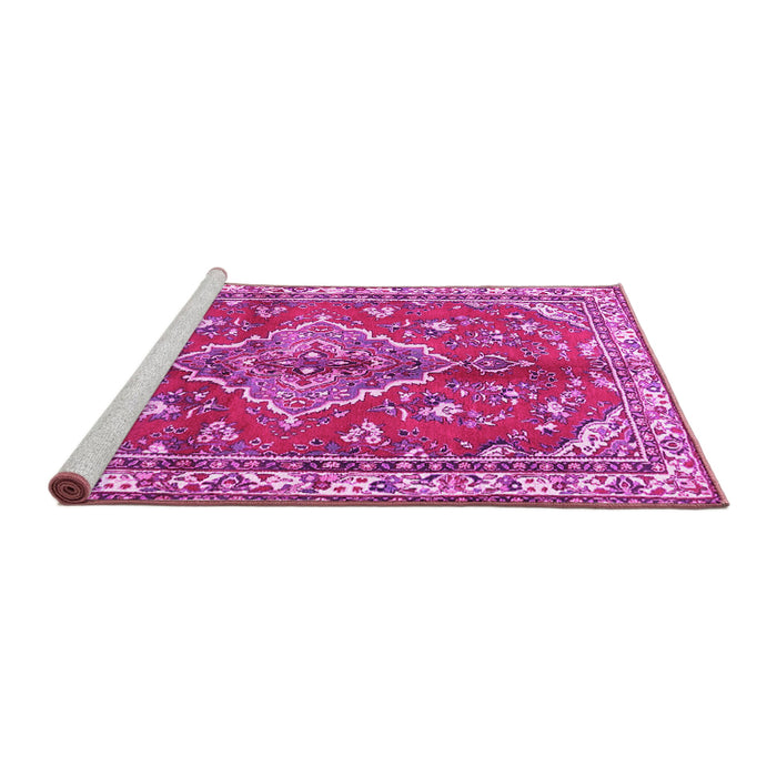 Sideview of Machine Washable Persian Pink Traditional Rug, wshtr4376pnk