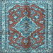 Square Machine Washable Persian Light Blue Traditional Rug, wshtr4376lblu