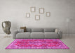 Machine Washable Persian Pink Traditional Rug in a Living Room, wshtr4376pnk