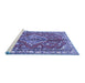 Sideview of Machine Washable Persian Blue Traditional Rug, wshtr4376blu