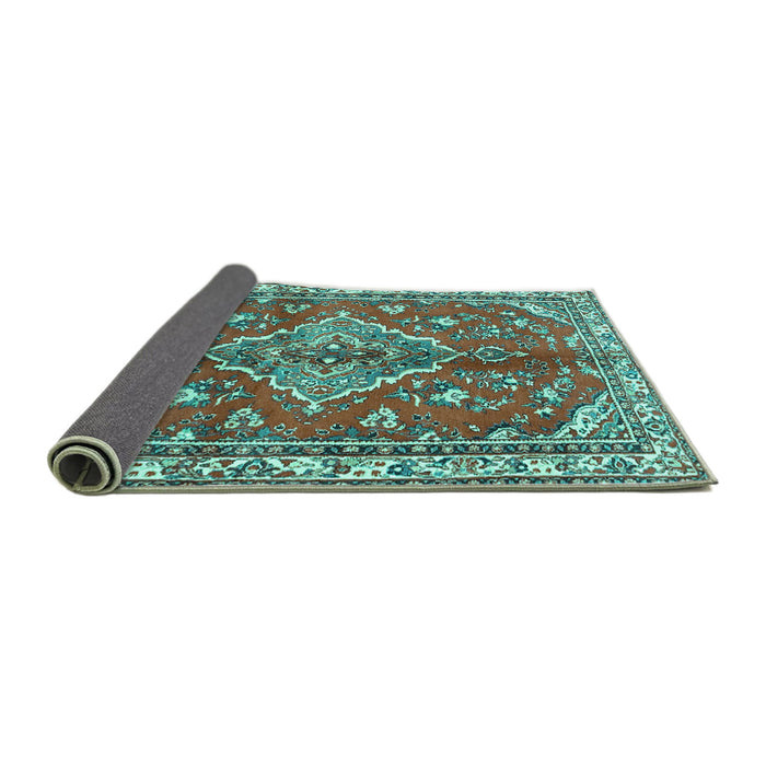 Sideview of Persian Turquoise Traditional Rug, tr4376turq