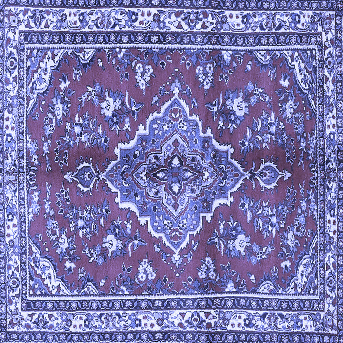 Square Machine Washable Persian Blue Traditional Rug, wshtr4376blu