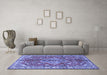 Machine Washable Persian Blue Traditional Rug in a Living Room, wshtr4376blu