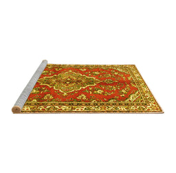 Sideview of Machine Washable Persian Yellow Traditional Rug, wshtr4376yw
