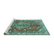 Sideview of Machine Washable Persian Turquoise Traditional Area Rugs, wshtr4376turq