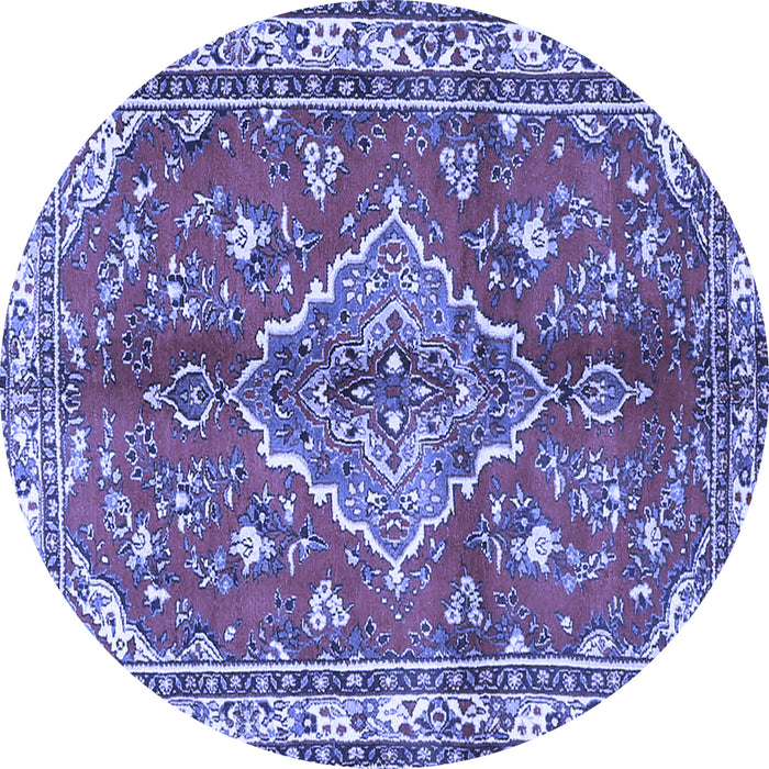 Round Persian Blue Traditional Rug, tr4376blu