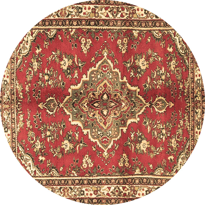 Round Persian Brown Traditional Rug, tr4376brn