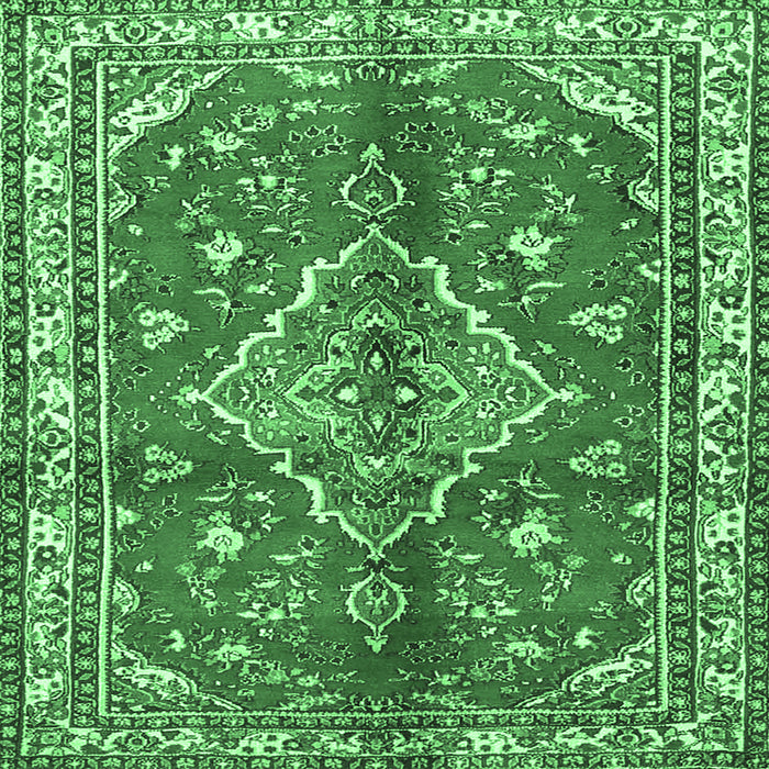 Square Persian Emerald Green Traditional Rug, tr4376emgrn