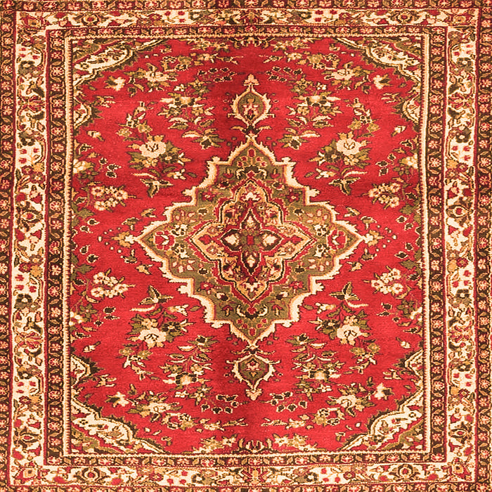 Round Machine Washable Persian Orange Traditional Area Rugs, wshtr4376org