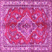 Square Machine Washable Persian Pink Traditional Rug, wshtr4376pnk