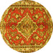 Round Persian Yellow Traditional Rug, tr4376yw