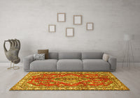 Machine Washable Persian Yellow Traditional Rug, wshtr4376yw