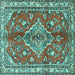 Square Machine Washable Persian Turquoise Traditional Area Rugs, wshtr4376turq