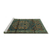 Sideview of Machine Washable Persian Turquoise Traditional Area Rugs, wshtr4377turq