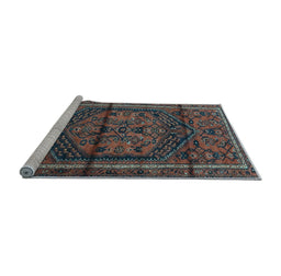 Sideview of Machine Washable Persian Light Blue Traditional Rug, wshtr4377lblu