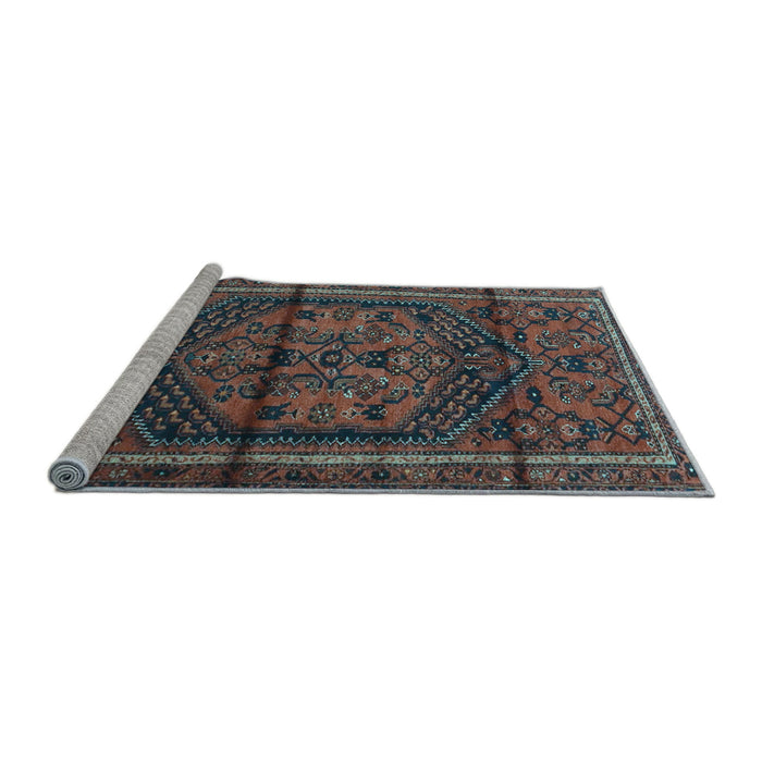 Sideview of Machine Washable Persian Light Blue Traditional Rug, wshtr4377lblu