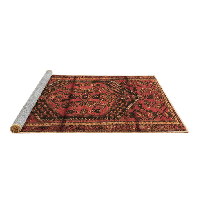 Sideview of Machine Washable Persian Brown Traditional Rug, wshtr4377brn