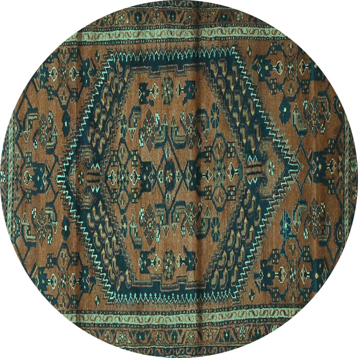 Round Persian Turquoise Traditional Rug, tr4377turq