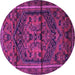 Round Machine Washable Persian Purple Traditional Area Rugs, wshtr4377pur