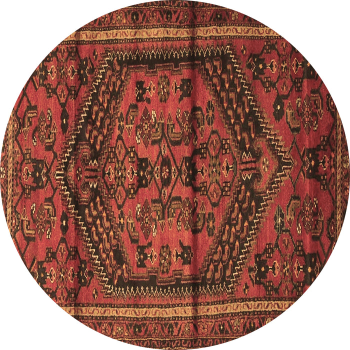 Round Machine Washable Persian Brown Traditional Rug, wshtr4377brn