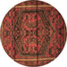 Round Machine Washable Persian Brown Traditional Rug, wshtr4377brn